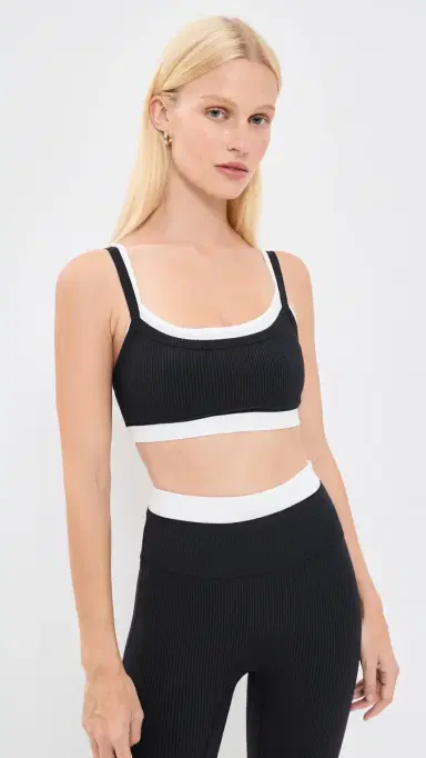 Year of Ours Ribbed Layered Bralette Black/White | Thumbnail 2