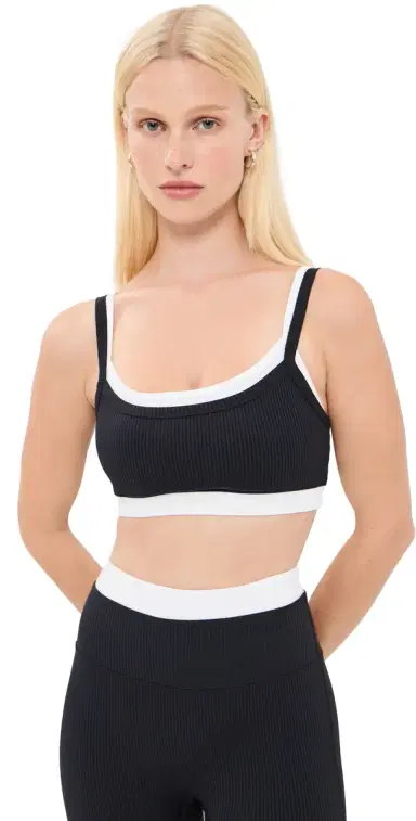 Year of Ours Ribbed Layered Bralette Black/White | Thumbnail 1