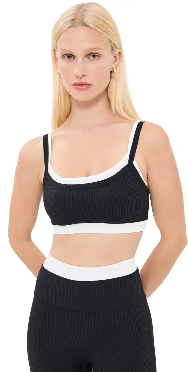 Year of Ours Ribbed ayered Bralette Black/White