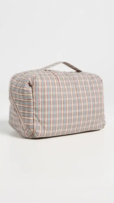 Damson Madder Large Check Wash Bag Ginger One Size | Thumbnail 3 Damson Madder Large Check Wash Bag Ginger One Size | Thumbnail 3