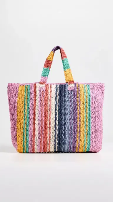 Faherty Straw Stripe Beach Tote Rainbow Stripe One Size | Thumbnail 2 Faherty Straw Stripe Beach Tote Rainbow Stripe One Size | Thumbnail 2