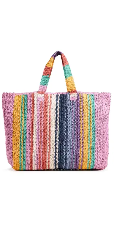 Faherty Straw Stripe Beach Tote Rainbow Stripe One Size | Thumbnail 1 Faherty Straw Stripe Beach Tote Rainbow Stripe One Size | Thumbnail 1