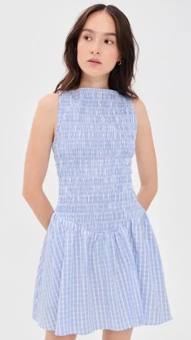 Faithfull Martina Mini Dress Paloma Check/Light Blue White 8 | Thumbnail 2 Faithfull Martina Mini Dress Paloma Check/Light Blue White 8 | Thumbnail 2