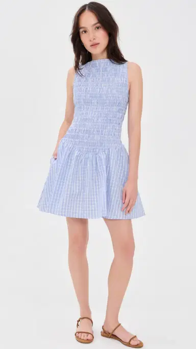 Faithfull Martina Mini Dress Paloma Check/Light Blue White 8 | Thumbnail 5 Faithfull Martina Mini Dress Paloma Check/Light Blue White 8 | Thumbnail 5
