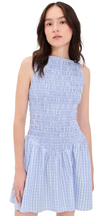 Faithfull Martina Mini Dress Paloma Check/Light Blue White 8 | Thumbnail 1 Faithfull Martina Mini Dress Paloma Check/Light Blue White 8 | Thumbnail 1