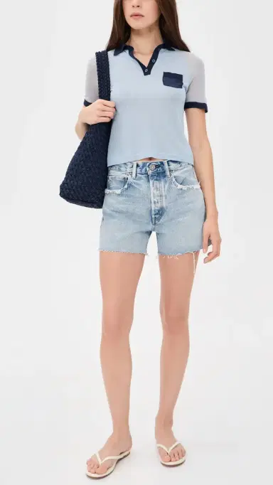 Moussy Vintage Southborough Denim Shorts Light Blue | Thumbnail 5