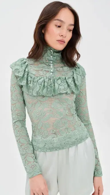 House of Aama High Neck Lace Top | Thumbnail 2 House of Aama High Neck Lace Top | Thumbnail 2