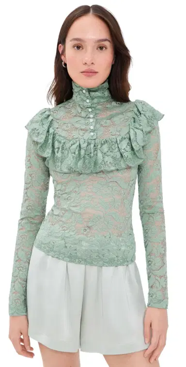 House of Aama High Neck Lace Top | Thumbnail 1 House of Aama High Neck Lace Top | Thumbnail 1