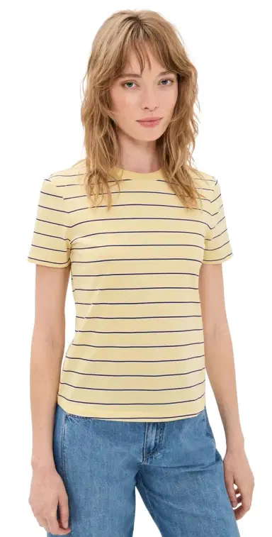 Staud Classic Crew Tee Monday Stripe | Thumbnail 1 Staud Classic Crew Tee Monday Stripe | Thumbnail 1
