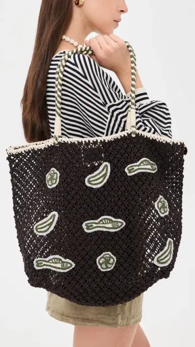 Clare V. Clare V. Lete Macrame Tote Bag Chocolate One Size | Thumbnail 3
