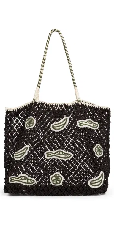 Clare V. Clare V. Lete Macrame Tote Bag Chocolate One Size | Thumbnail 1