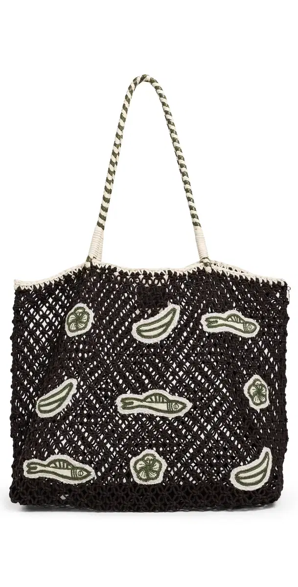 Clare V. Lete Macrame Tote Bag Chocolate One Size