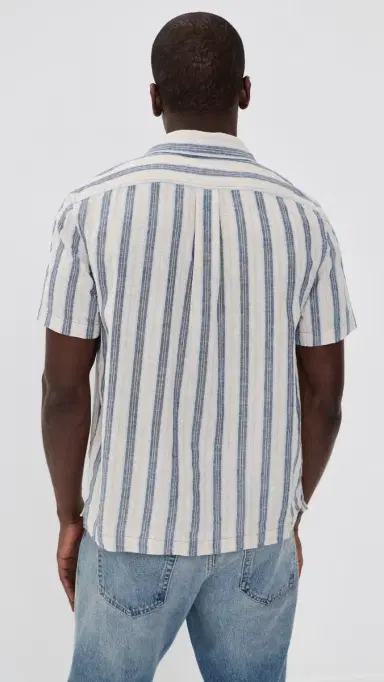 Fair Harbor Oasis Textured Short Sleeve Shirt ea Blue Stripe | Thumbnail 3