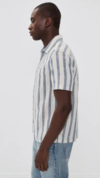 Fair Harbor Oasis Textured Short Sleeve Shirt ea Blue Stripe | Thumbnail 4