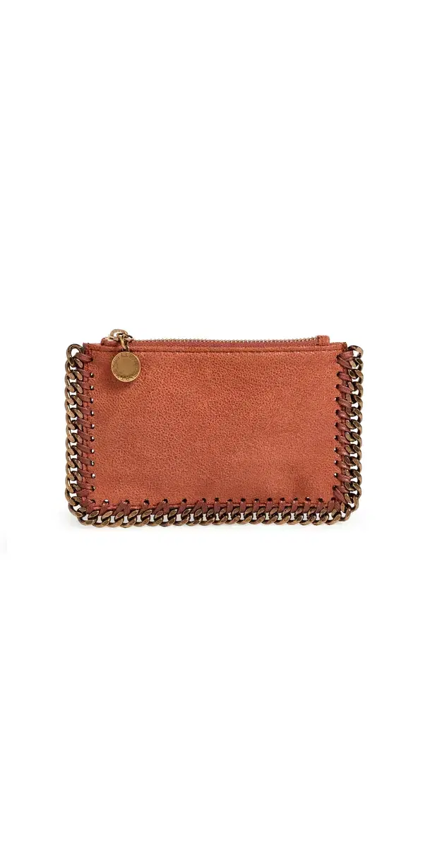 Stella McCartney Falabella Faux Shaggy Deer Zip Card Holder Tangerine One Size