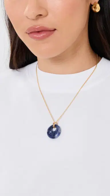 SHASHI Lapis Pendant Rope Chain Necklace Lapis One Size | Thumbnail 3