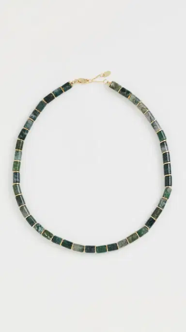 SHASHI Cilindro Gemstone Necklace Green One Size | Thumbnail 2