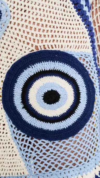 Leslie Amon Dream Evil Eye Crochet Dress White And Blue S | Thumbnail 6