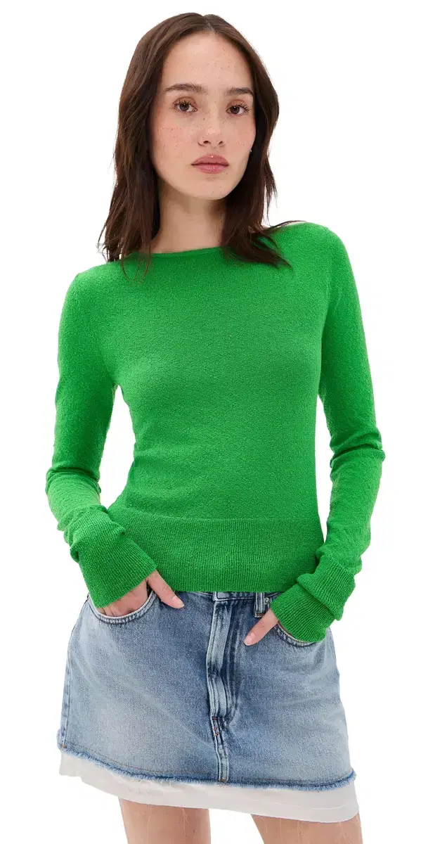 AKNVAS Lily Lace Up Top Green