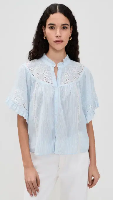 XÍRENA Mae hirt Blue White tripe | Thumbnail 2 XÍRENA Mae hirt Blue White tripe | Thumbnail 2
