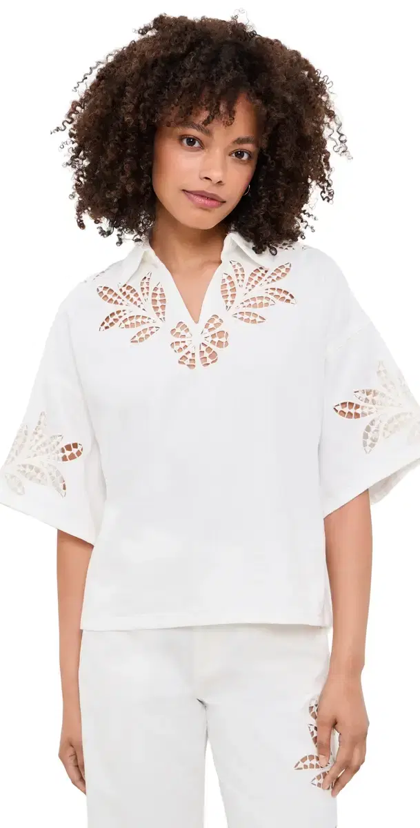 Lucy Floral Cutout Denim hirt White Floral