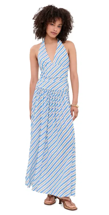 MINKPINK Sancia Halter Midi Dress Blue/White Stripe | Thumbnail 1 MINKPINK Sancia Halter Midi Dress Blue/White Stripe | Thumbnail 1