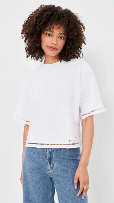 Madewell The Boxy Crop Tee in Allday Jersey Eyelet White | Thumbnail 2 Madewell The Boxy Crop Tee in Allday Jersey Eyelet White | Thumbnail 2