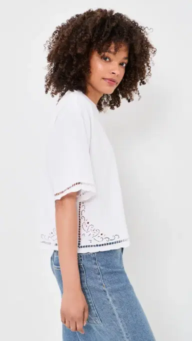 Madewell The Boxy Crop Tee in Allday Jersey Eyelet White | Thumbnail 4 Madewell The Boxy Crop Tee in Allday Jersey Eyelet White | Thumbnail 4