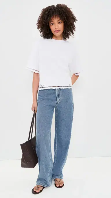 Madewell The Boxy Crop Tee in Allday Jersey Eyelet White | Thumbnail 5 Madewell The Boxy Crop Tee in Allday Jersey Eyelet White | Thumbnail 5