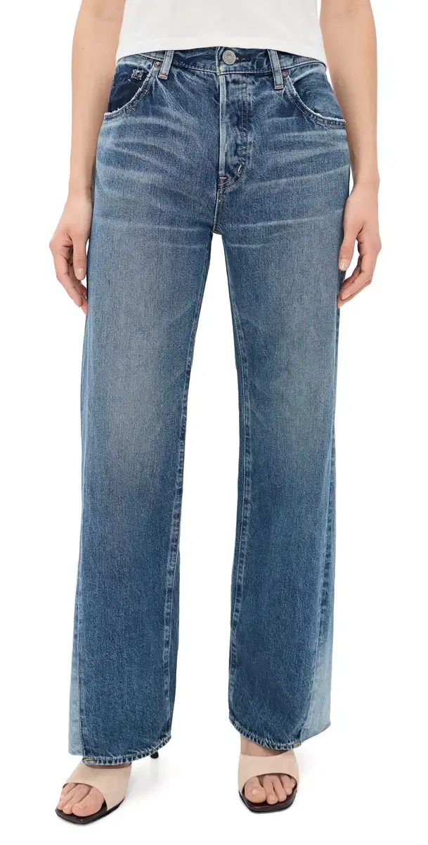 MOUSSY VINTAGE Panel Wide Jeans Blue