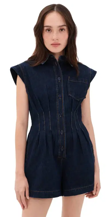 Line & Dot Flavia Denim Romper Indigo | Thumbnail 1 Line & Dot Flavia Denim Romper Indigo | Thumbnail 1