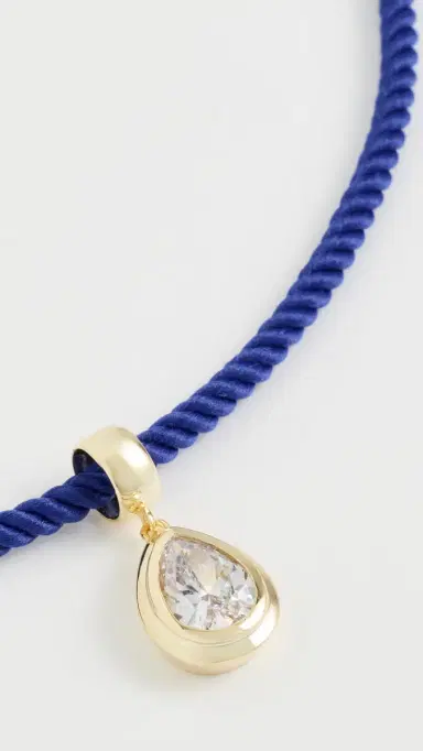 By Adina Eden Pear Bezel Pendant & Twisted Necklace Gold One Size | Thumbnail 4