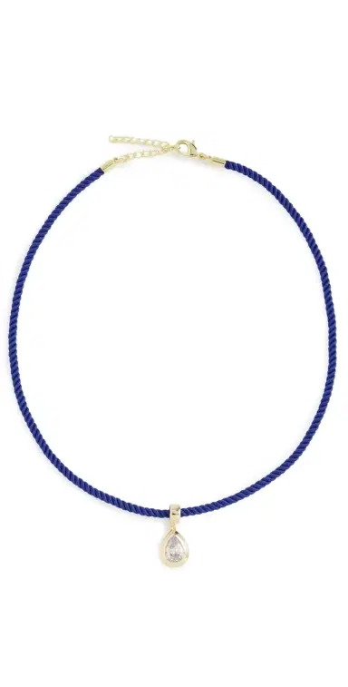 By Adina Eden Pear Bezel Pendant & Twisted Necklace Gold One Size | Thumbnail 1