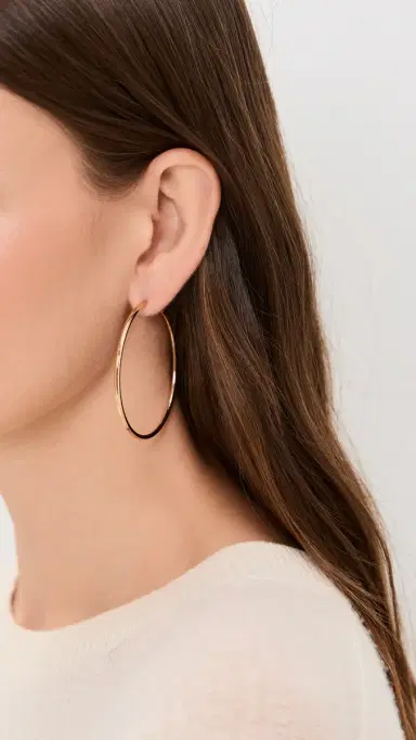 Jennifer Fisher 2 Thread Hoops Yellow Gold One Size | Thumbnail 3