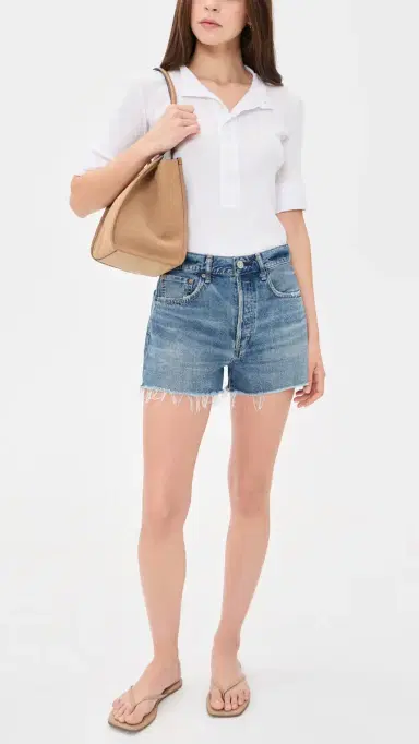 Moussy Vintage Natick Denim Shorts Blue | Thumbnail 5