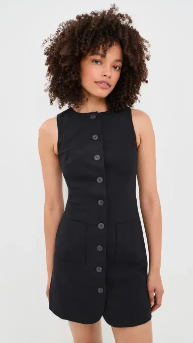 ALIGNE Leah Linen Mix Dress Black | Thumbnail 2