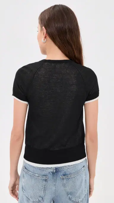 Vince Double Layer Crew Tee Black/Off White | Thumbnail 3 Vince Double Layer Crew Tee Black/Off White | Thumbnail 3