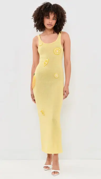 Leslie Amon Citron Knit Tank Coverup Dress Lemon S | Thumbnail 2