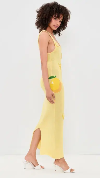 Leslie Amon Citron Knit Tank Coverup Dress Lemon S | Thumbnail 4