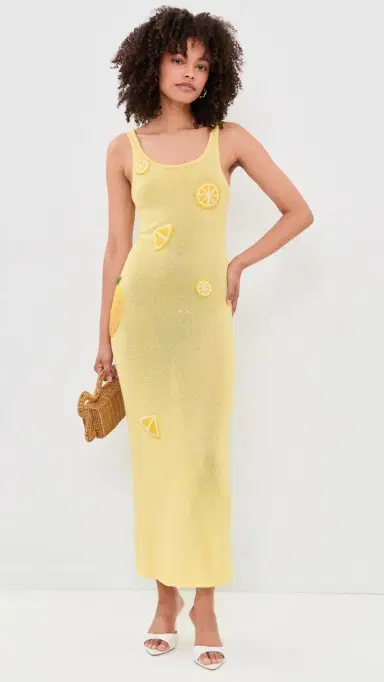 Leslie Amon Citron Knit Tank Coverup Dress Lemon S | Thumbnail 5