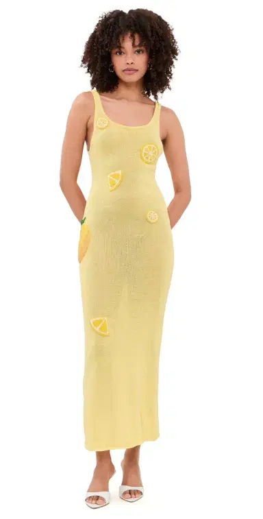 Leslie Amon Citron Knit Tank Coverup Dress Lemon S | Thumbnail 1