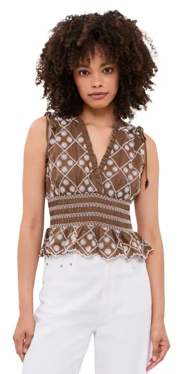 RAILS Rizzo Top Cocoa Daisy Embroidery | Thumbnail 1