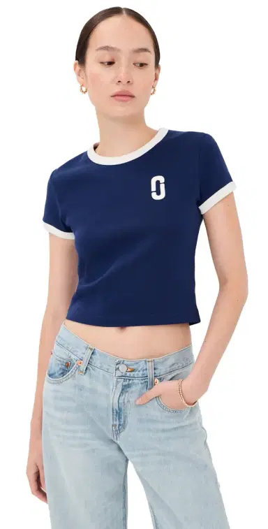 Marc Jacobs Pop J arc Ringer Baby Tee Navy ulti | Thumbnail 1 Marc Jacobs Pop J arc Ringer Baby Tee Navy ulti | Thumbnail 1