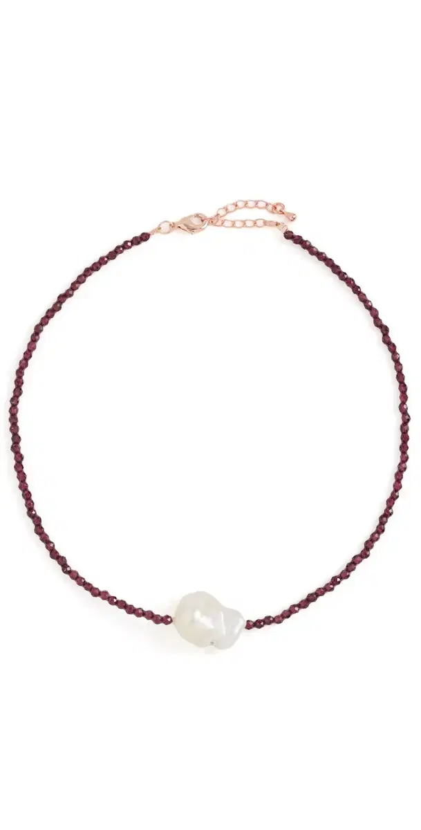 By Adina Eden Beaded Baroque Pearl Choker Dark Red One Size