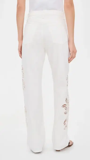 rag & bone Shea Full Straight Jeans White Floral | Thumbnail 3