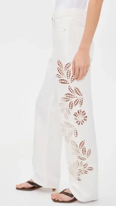 rag & bone Shea Full Straight Jeans White Floral | Thumbnail 4