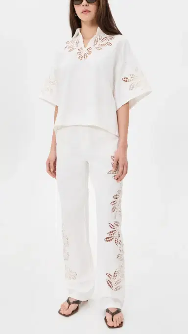 rag & bone Shea Full Straight Jeans White Floral | Thumbnail 5