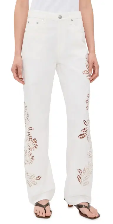 rag & bone Shea Full Straight Jeans White Floral | Thumbnail 1