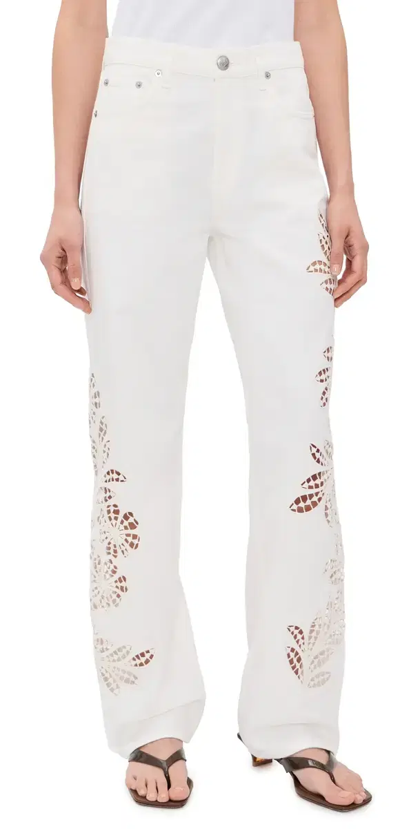 Shea Full Straight Jeans White Floral