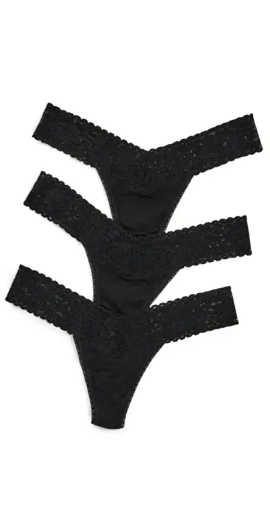 Hanky Panky DreamEase Low Rise Thong 3 Pack Black One Size | Thumbnail 1